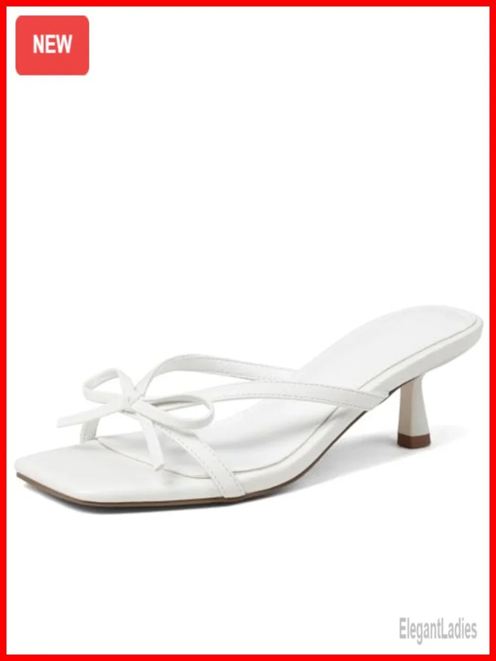 Bow Kitten Heel Mule Sandals Square Open Toe Slip On Dress Shoes